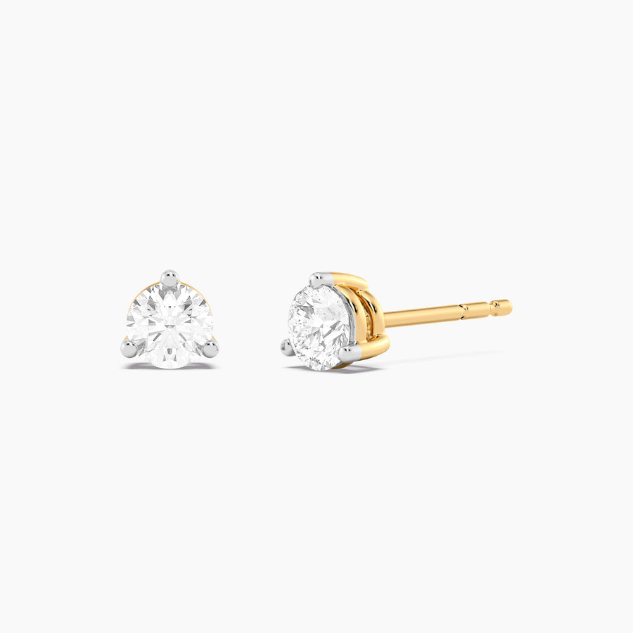 Lab-Grown 0.50 Ct Three Prong Stud Earrings
