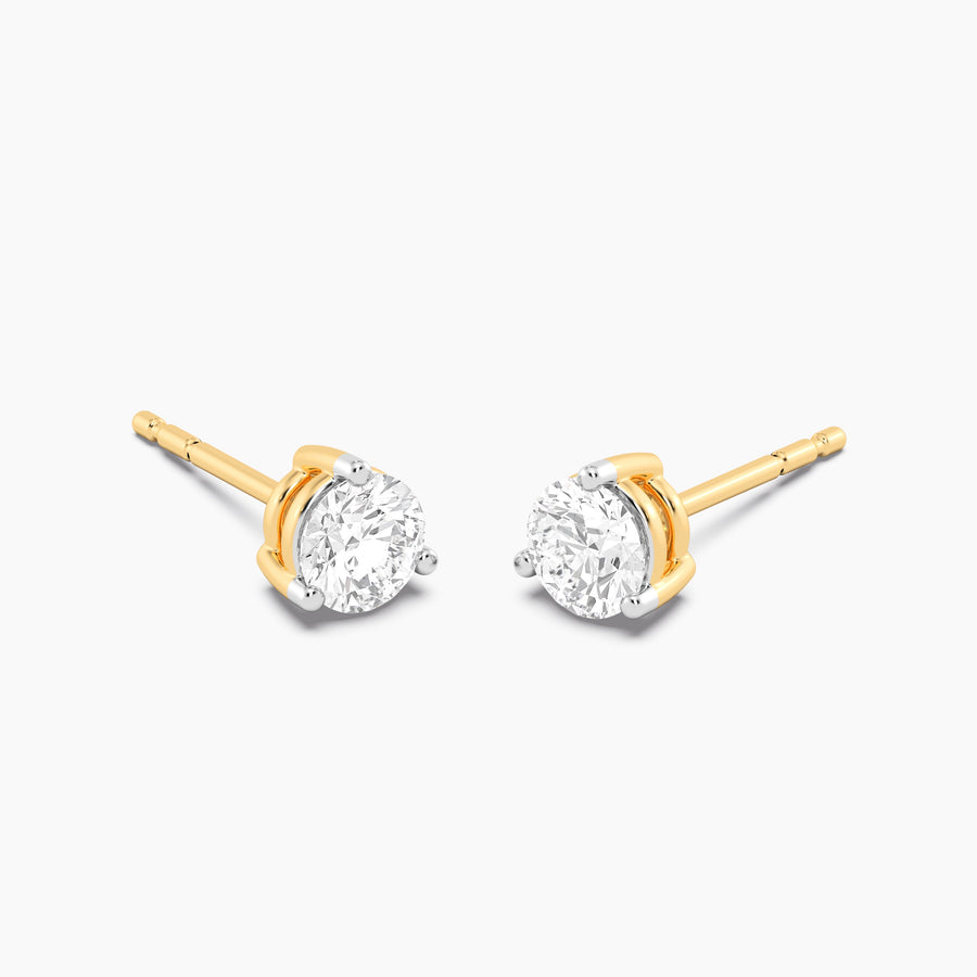 Lab-Grown 0.66 Ct Three Prong Stud Earrings
