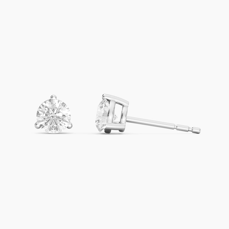 Lab-Grown 0.66 Ct Three Prong Stud Earrings