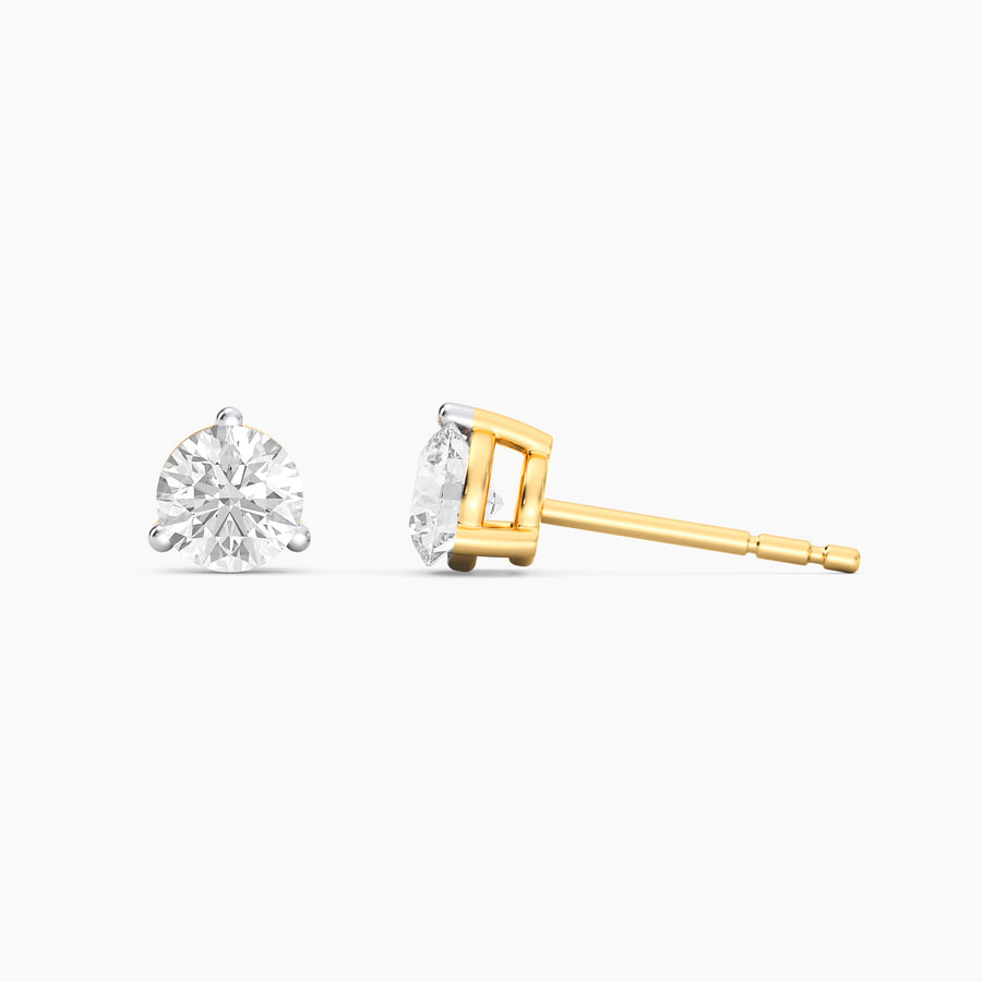 Lab-Grown 0.66 Ct Three Prong Stud Earrings