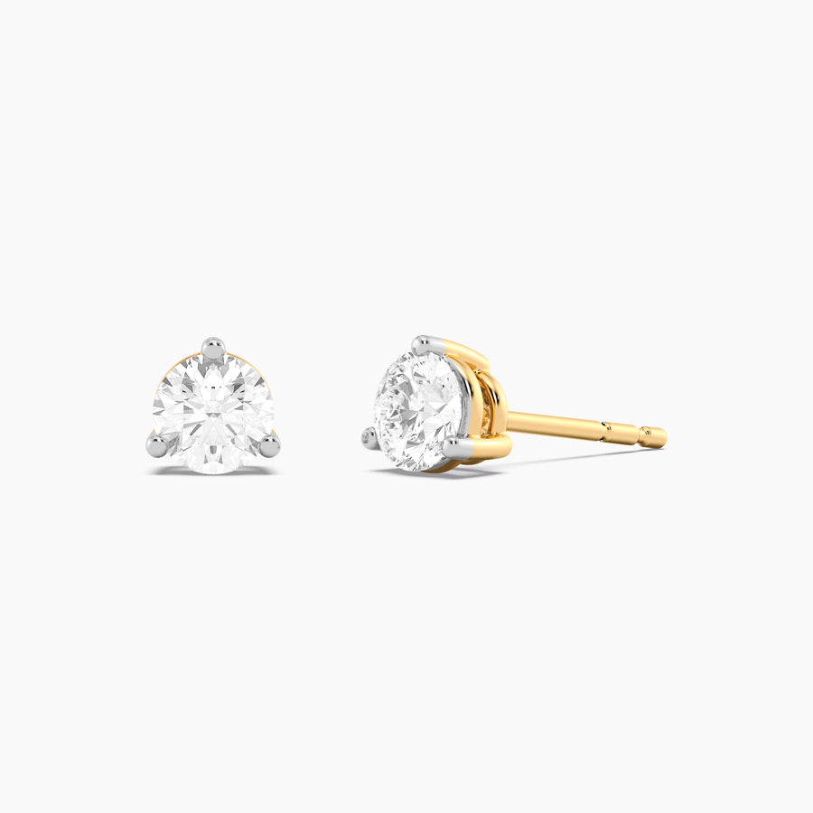 Lab-Grown 0.66 Ct Three Prong Stud Earrings