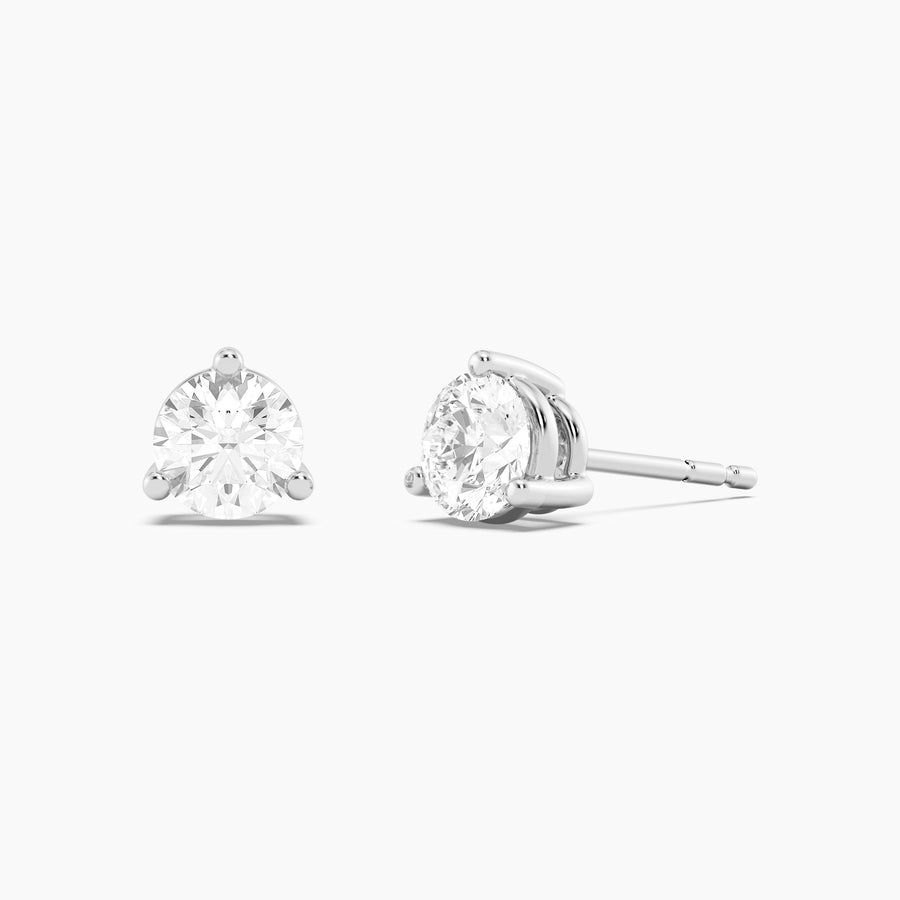 Lab-Grown 1.00 Ct Three Prong Stud Earrings