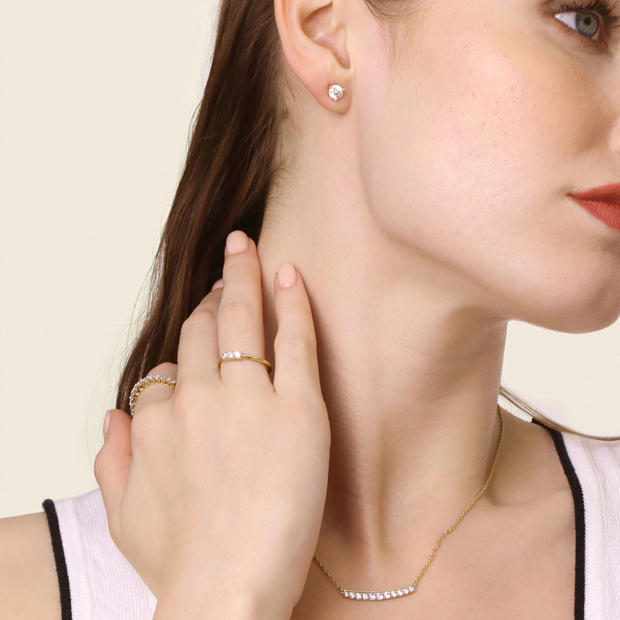 Lab-Grown 1.00 Ct Three Prong Stud Earrings