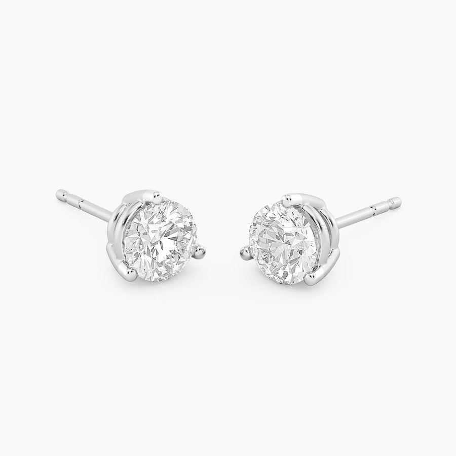 Lab-Grown 1.50 Ct Three Prong Stud Earrings