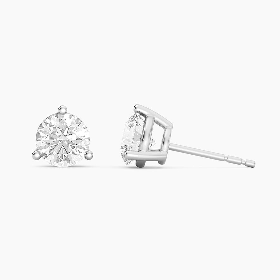 Lab-Grown 1.50 Ct Three Prong Stud Earrings