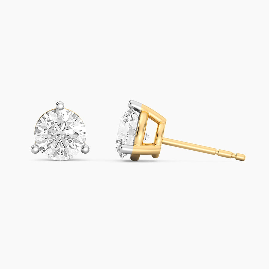 Lab-Grown 1.50 Ct Three Prong Stud Earrings