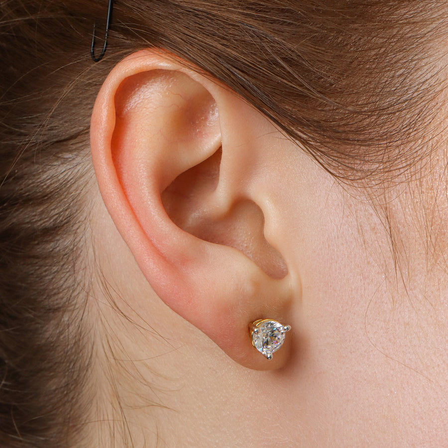 Lab-Grown 1.50 Ct Three Prong Stud Earrings