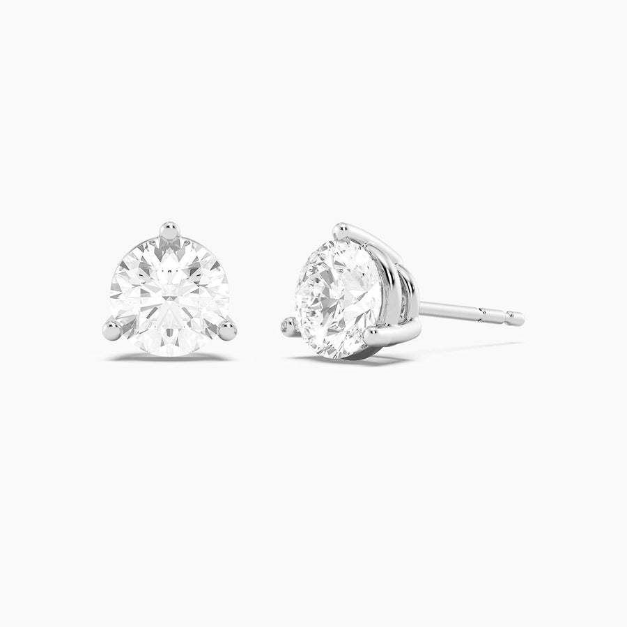 Lab-Grown 2.00 Ct Three Prong Stud Earrings