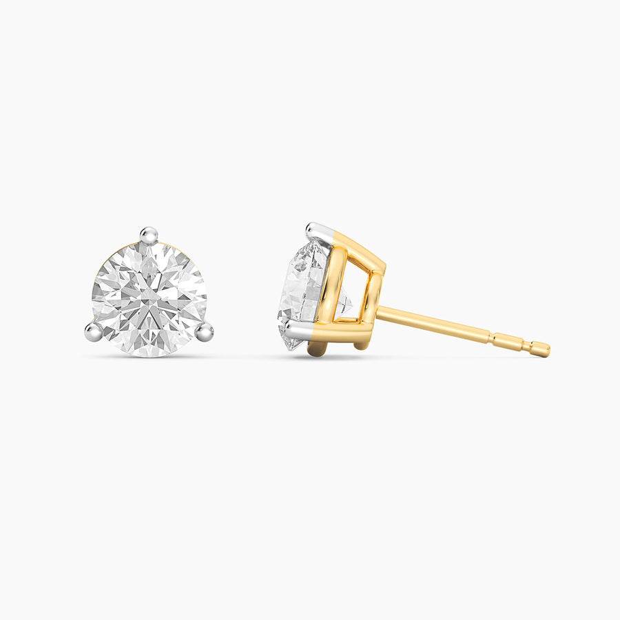 Lab-Grown 2.00 Ct Three Prong Stud Earrings