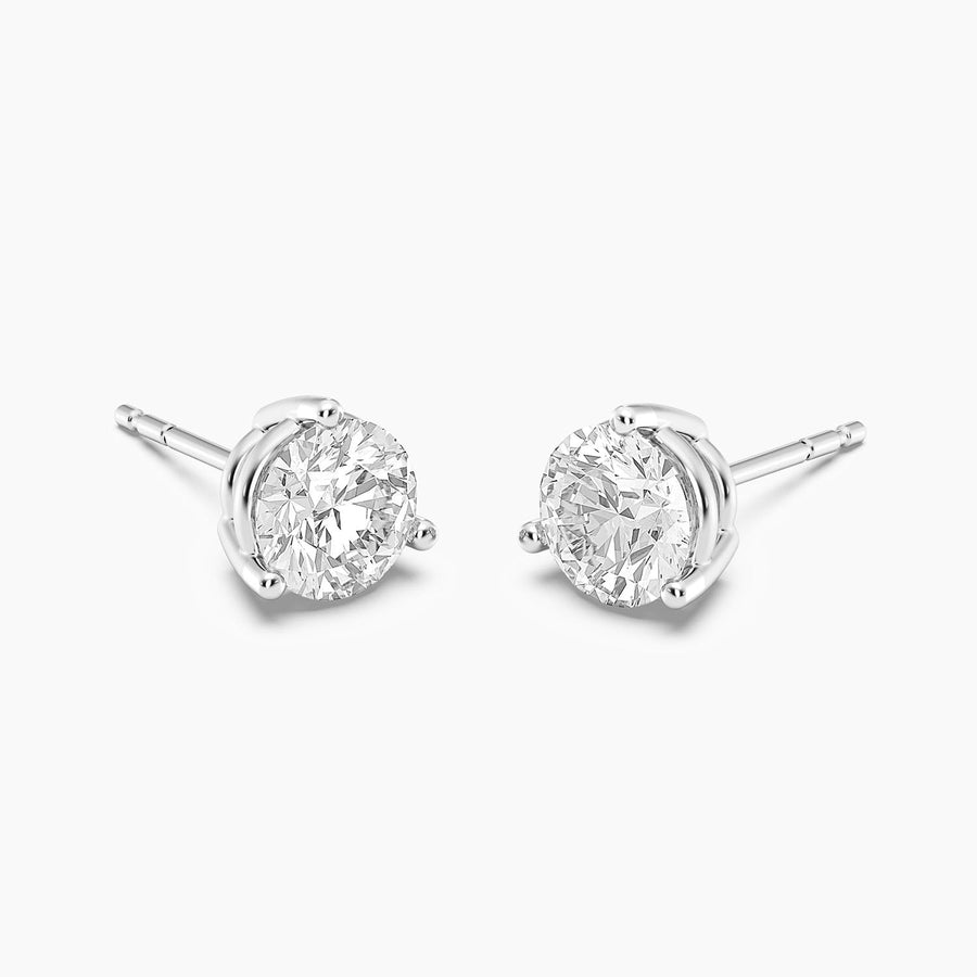 Lab-Grown 2.00 Ct Three Prong Stud Earrings