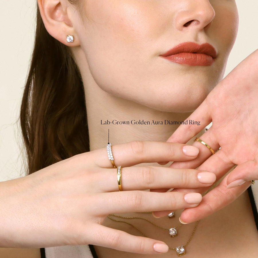 Lab-Grown Golden Aura Diamond Ring