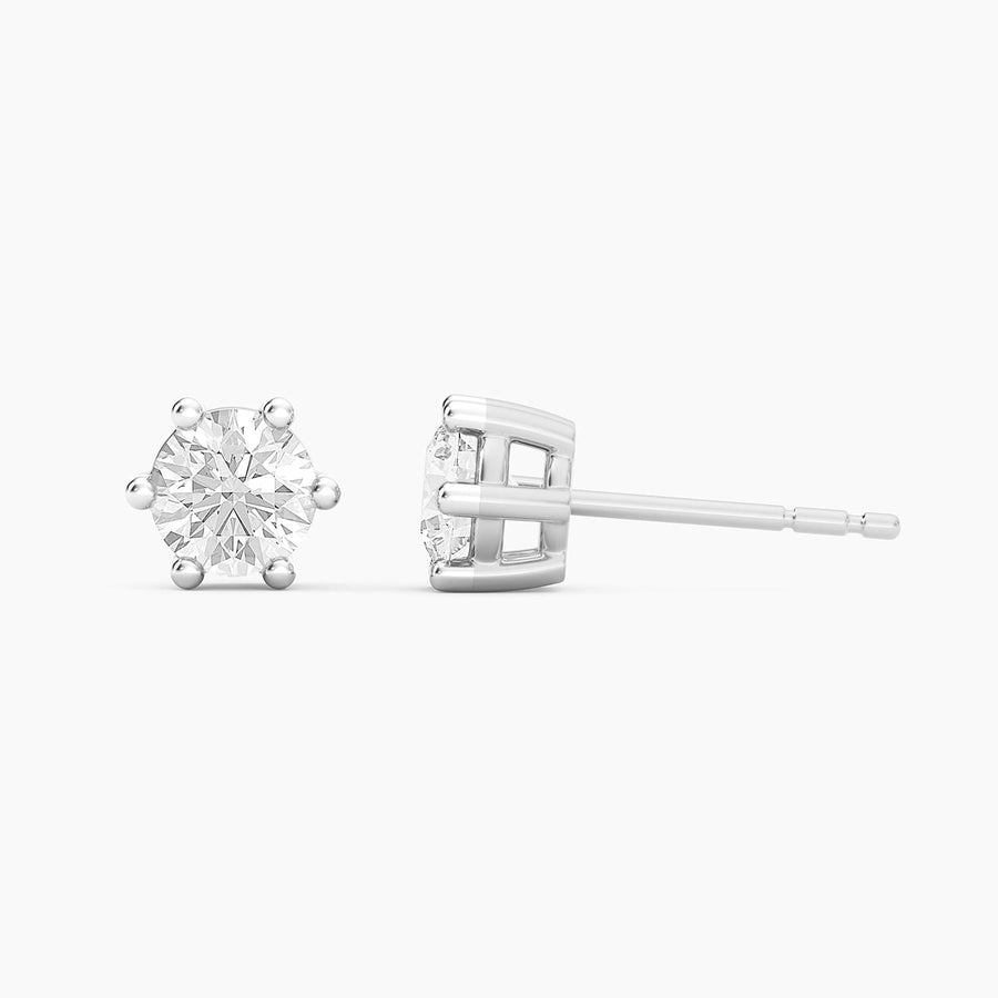 Lab-Grown 1.00 Ct Six Prong Stud Earrings
