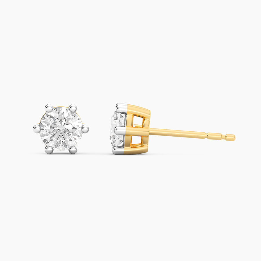 Lab-Grown 1.00 Ct Six Prong Stud Earrings