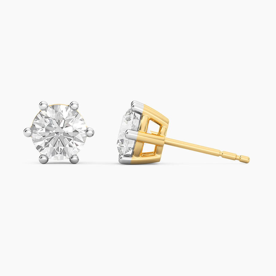Lab-Grown 2.00 Ct Six Prong Stud Earrings