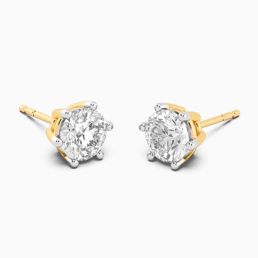 Lab-Grown 2.00 Ct Six Prong Stud Earrings
