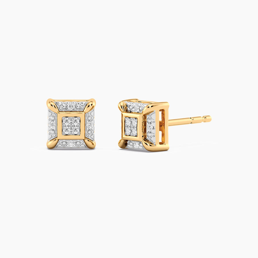 Lab-Grown Guarded Cube Stud Earring