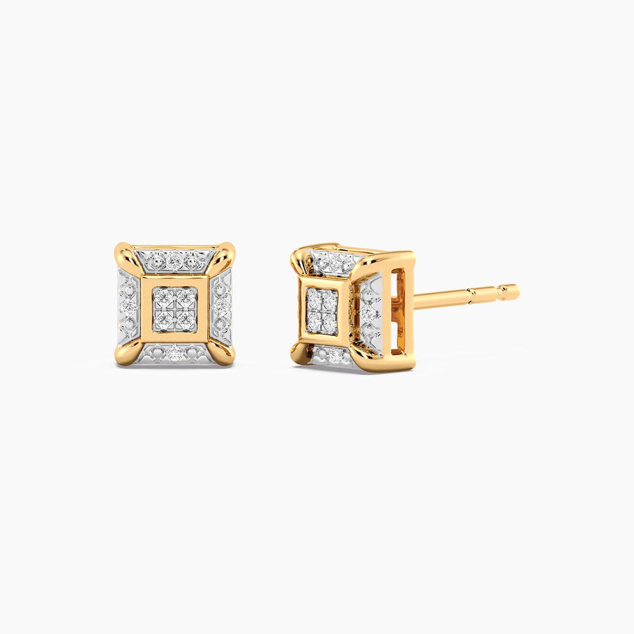 Lab-Grown Guarded Cube Stud Earrings