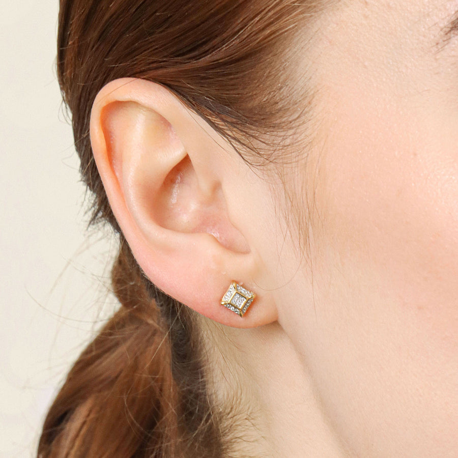 Lab-Grown Guarded Cube Stud Earring