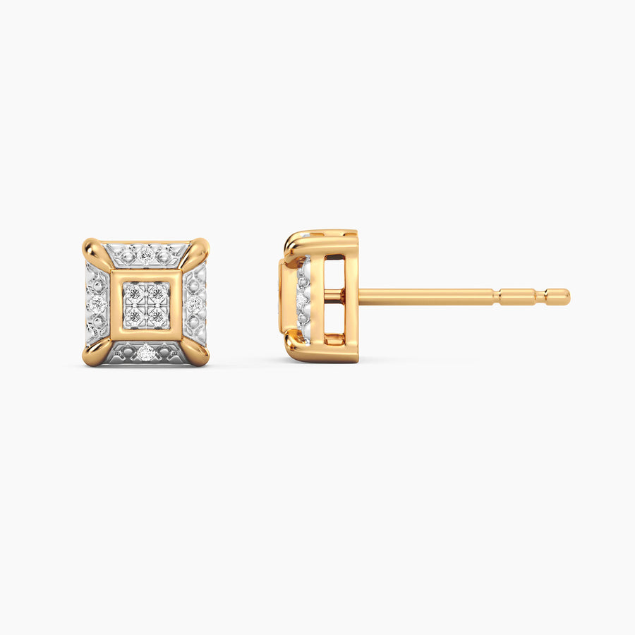 Lab-Grown Guarded Cube Stud Earring