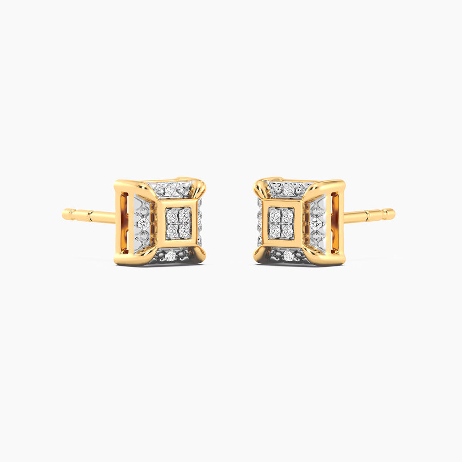 Lab-Grown Guarded Cube Stud Earring