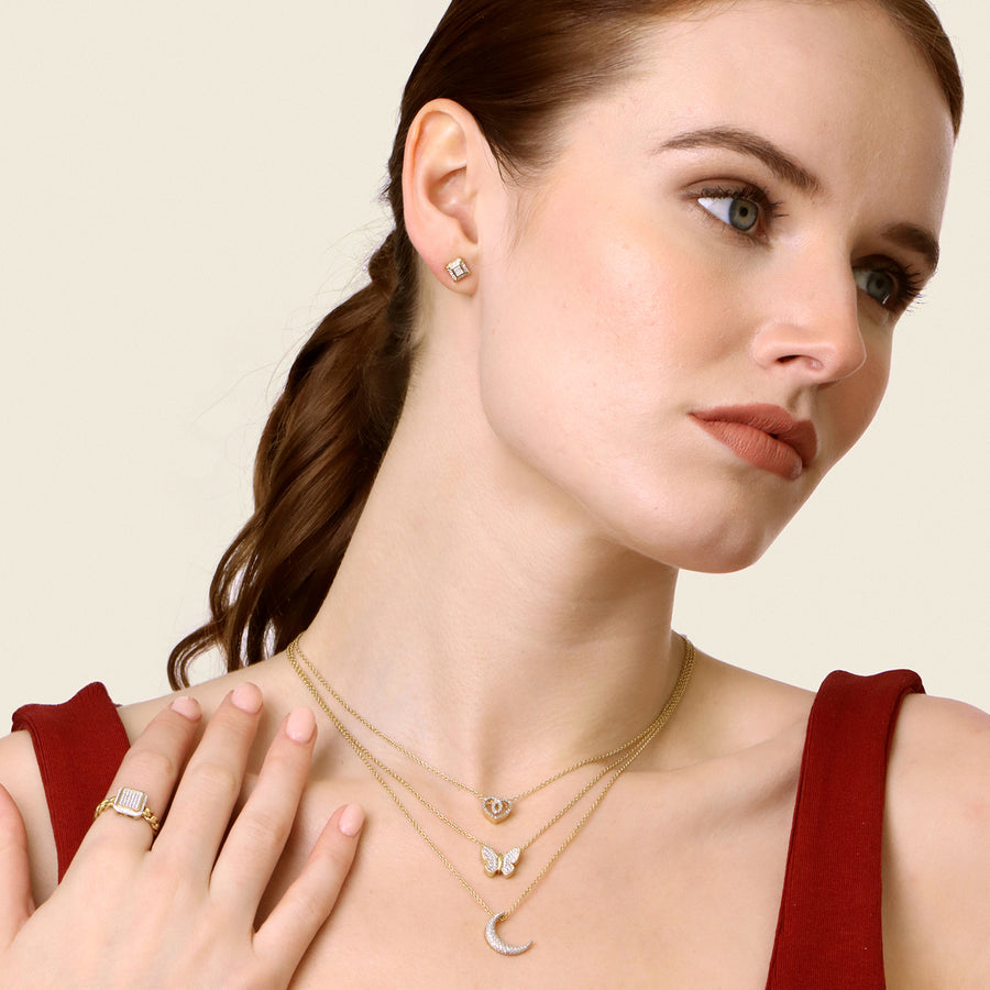Lab-Grown Guarded Cube Stud Earring