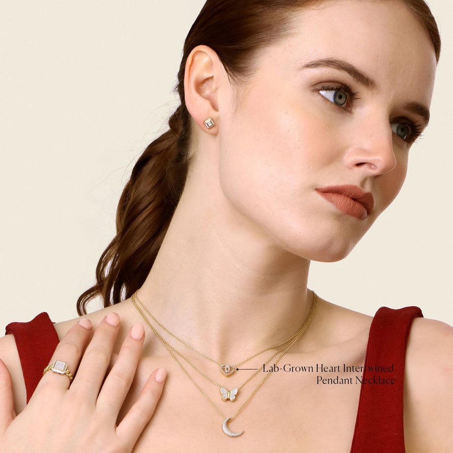 Lab-Grown Heart Intertwined Pendant Necklace