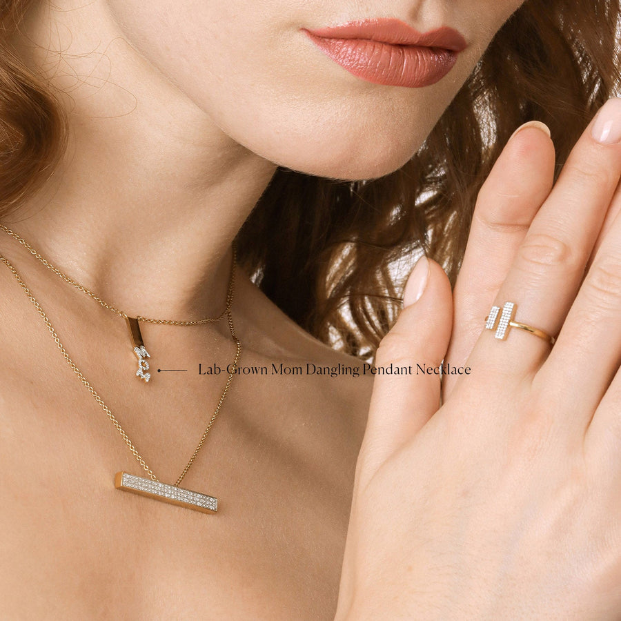 Lab-Grown Mom Dangling Pendant Necklace