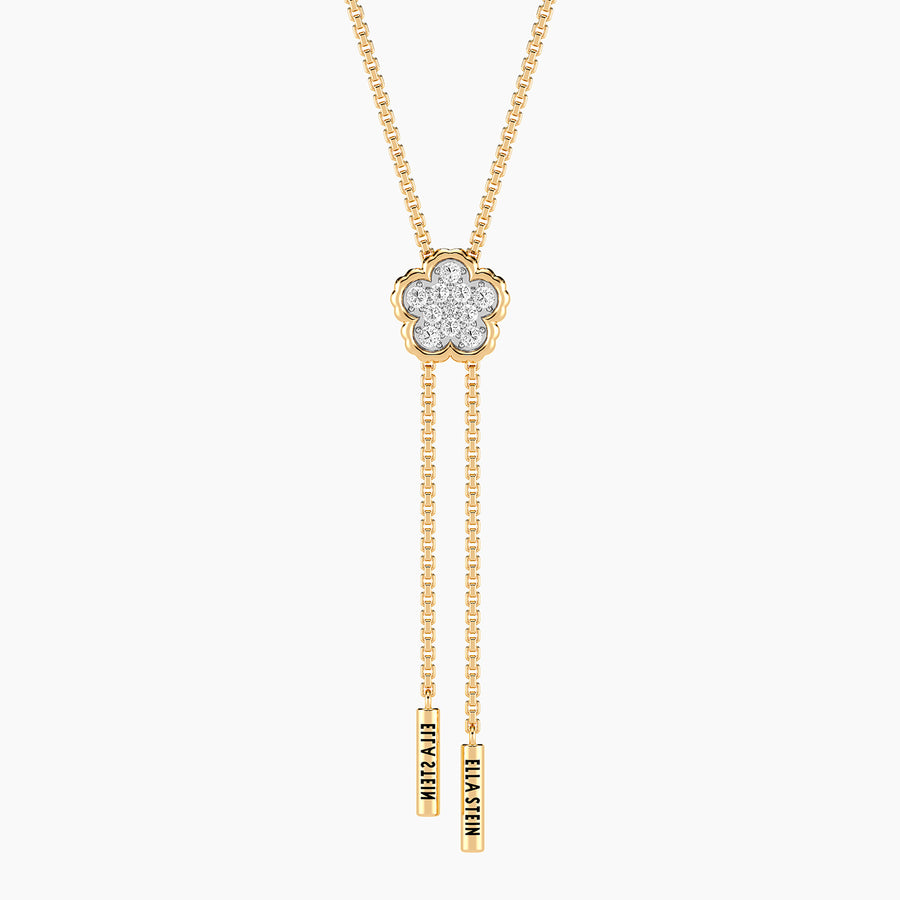 Lab-Grown Signature Flower Adjustable Bolo  Necklace
