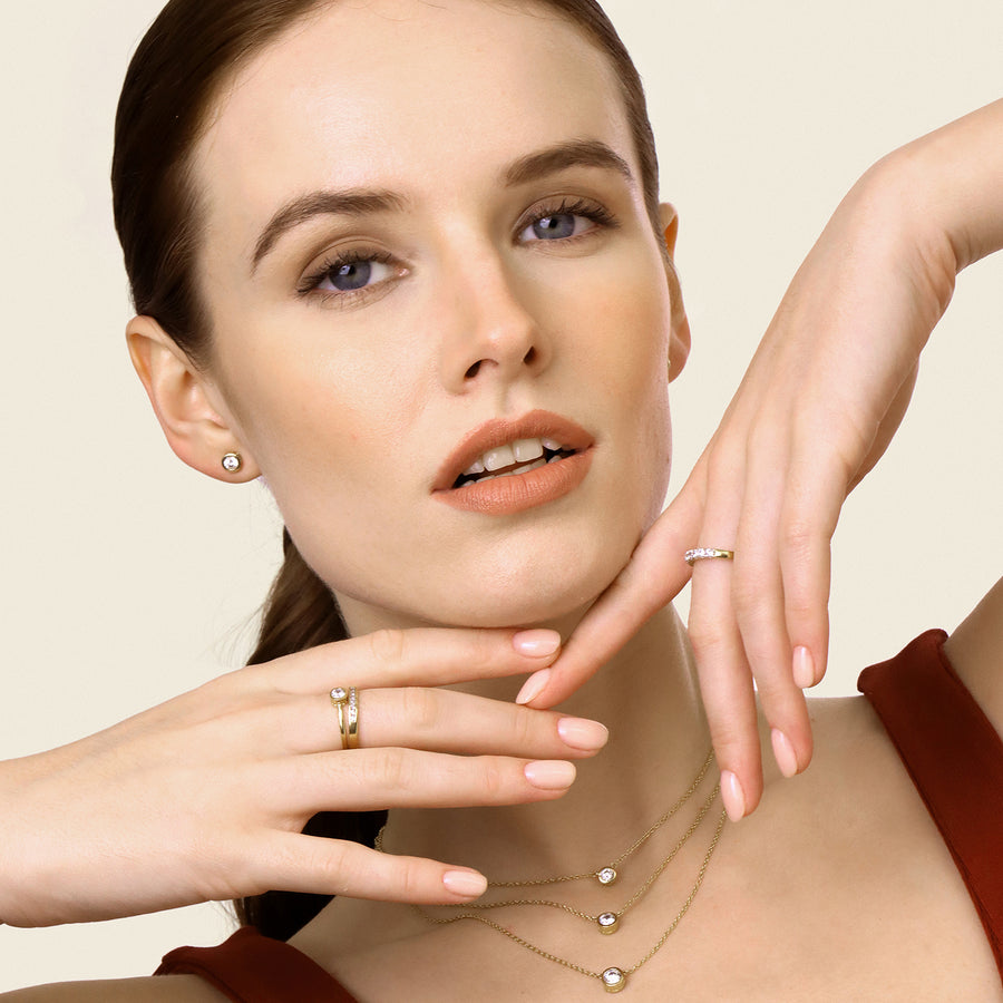 Lab-Grown 0.50 Ct Bezel Stud Earrings