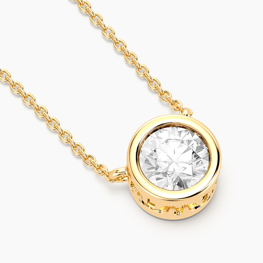 Lab-Grown 0.50 Ct Signature Bezel Pendant Necklace