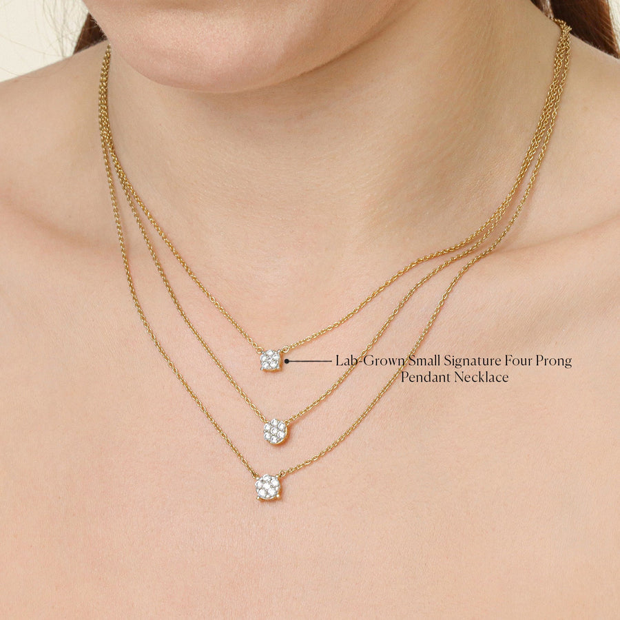 Lab-Grown Small Signature Four Prong Pendant Necklace