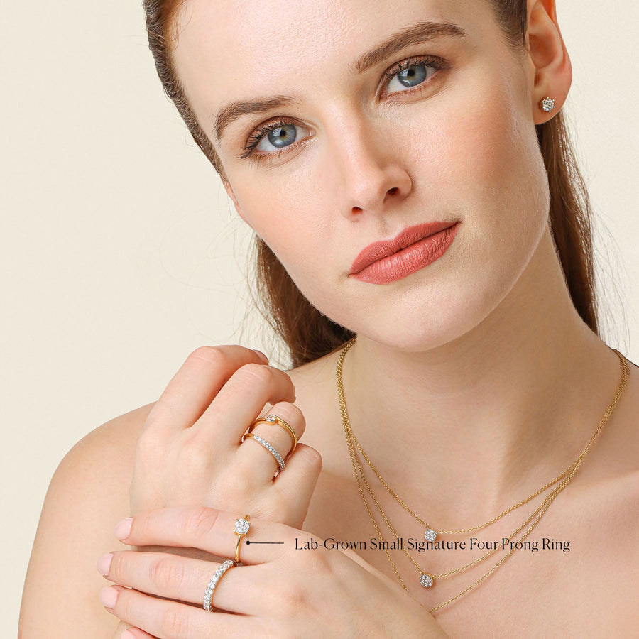 Lab-Grown Small Signature Four Prong Ring