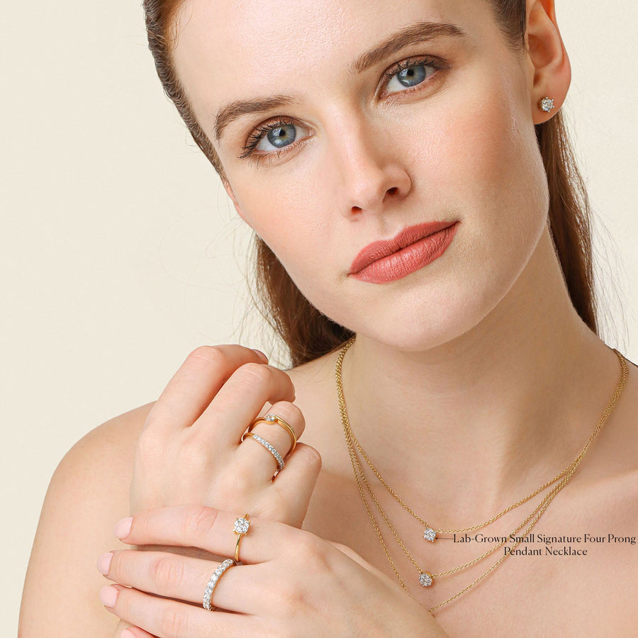 Lab-Grown Small Signature Four Prong Pendant Necklace