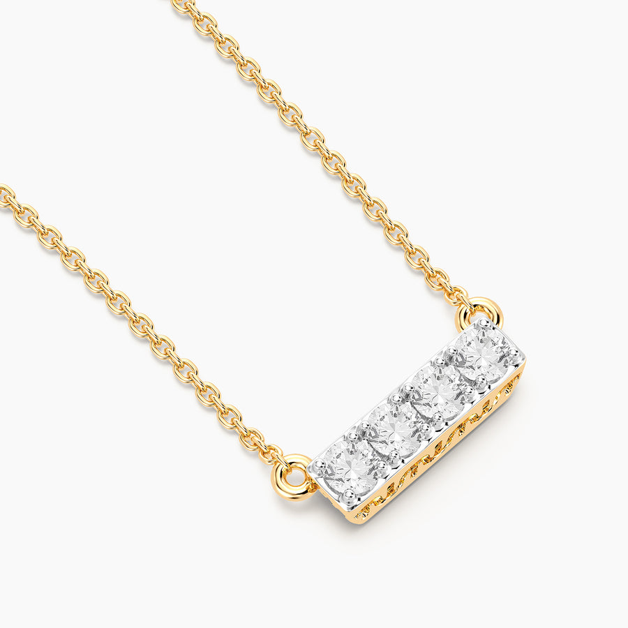 Lab-Grown 0.14 Ct Four Diamond Bar Necklace