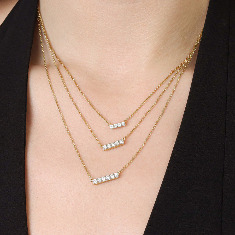 Lab-Grown 0.14 Ct Four Diamond Bar Necklace