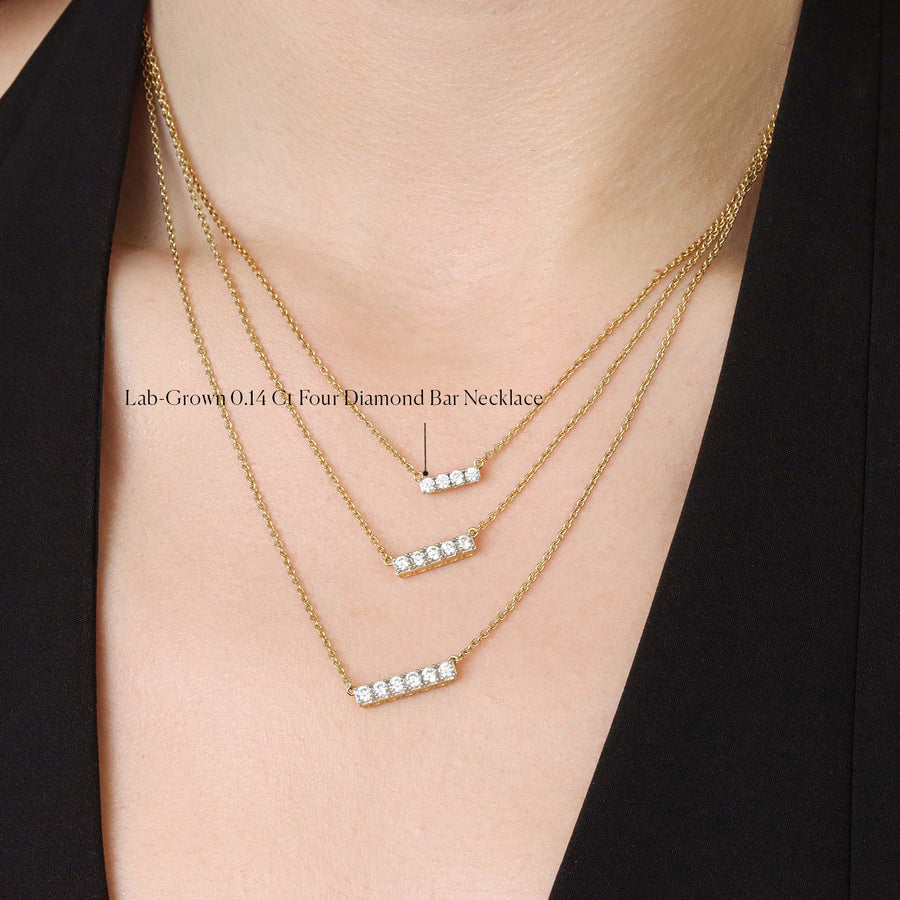 Lab-Grown 0.14 Ct Four Diamond Bar Necklace