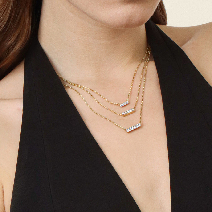 Lab-Grown 0.21 Ct Five Diamond Bar Pendant Necklace