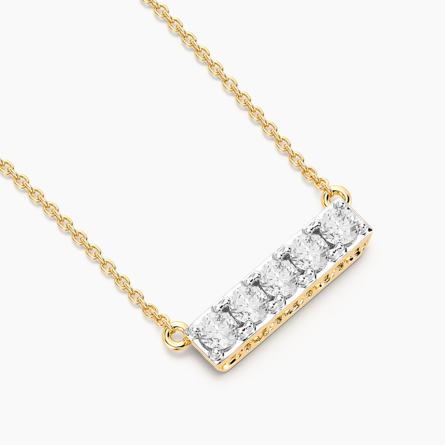 Lab-Grown 0.21 Ct Five Diamond Bar Pendant Necklace