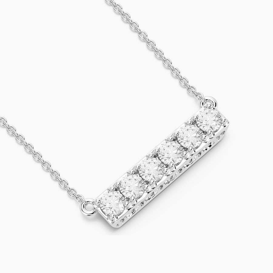 Lab-Grown 0.31 Ct Six Diamond Bar Pendant Necklace