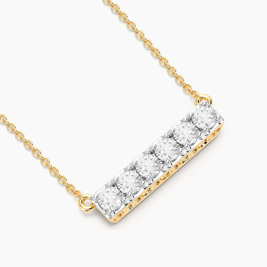 Lab-Grown 0.31 Ct Six Diamond Bar Pendant Necklace