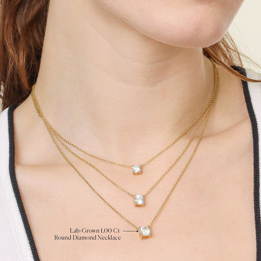 Lab-Grown 1.00 Ct Round Diamond Necklace