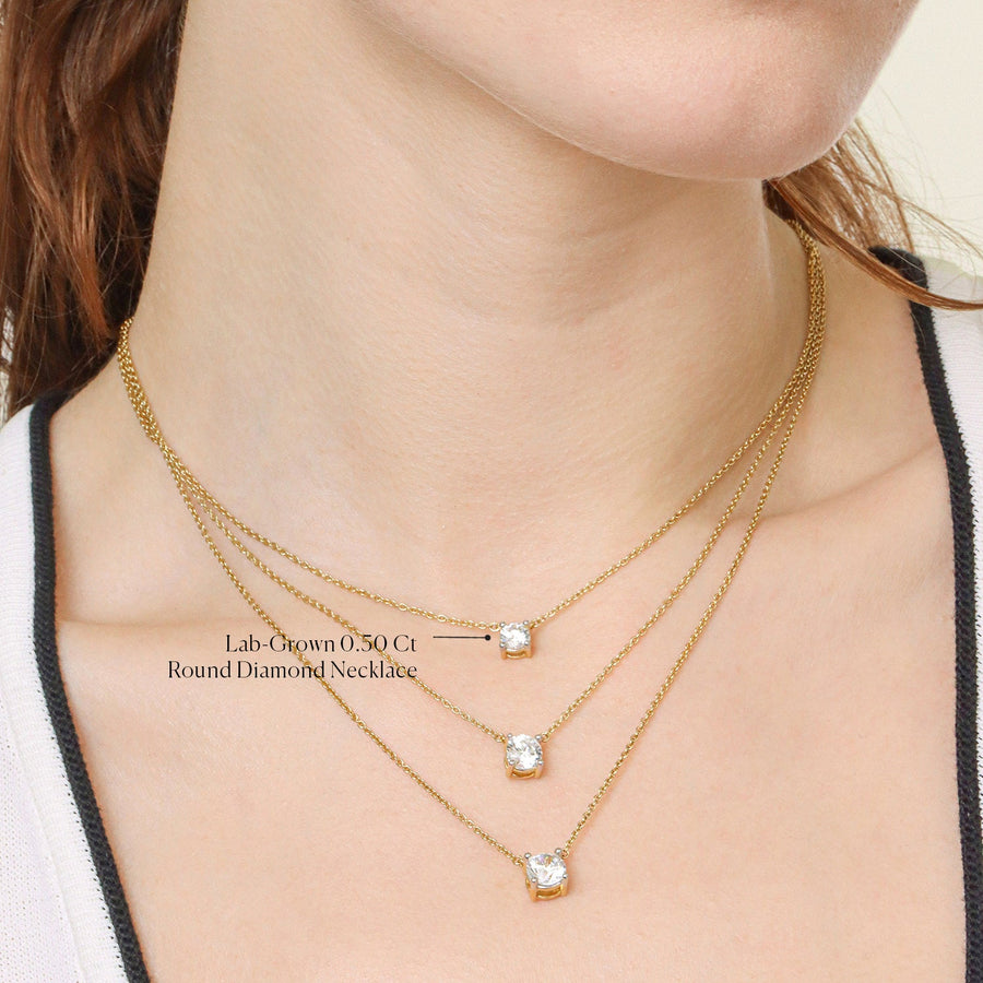 Lab-Grown 0.50 Ct Round Diamond Necklace