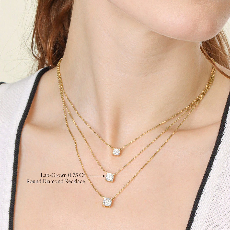Lab-Grown 0.75 Ct Round Diamond Necklace