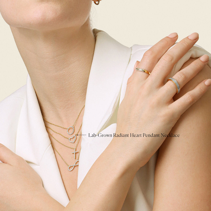 Lab-Grown Radiant Heart Pendant Necklace