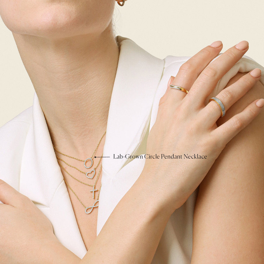 Lab-Grown Circle Pendant Necklace