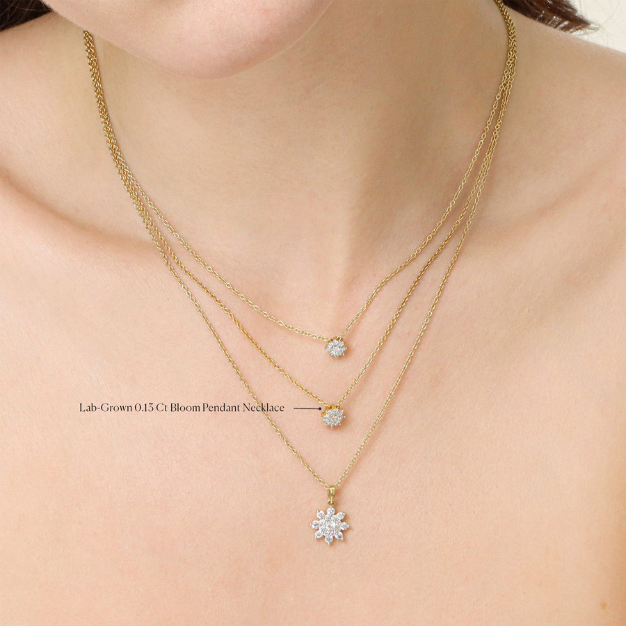 Lab-Grown 0.13 Ct Bloom Pendant Necklace