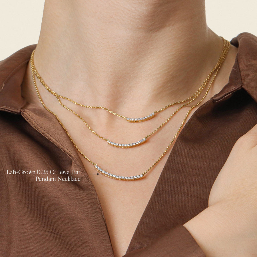Lab-Grown 0.25 Ct Jewel Bar Pendant Necklace