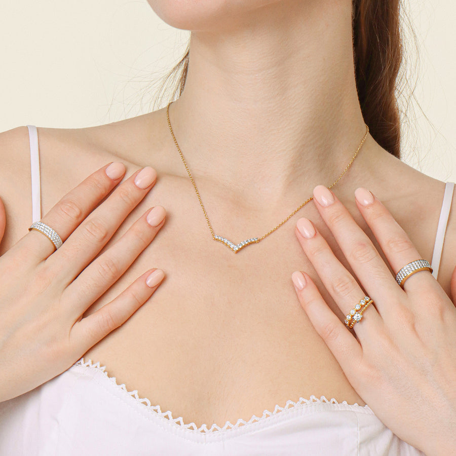 Lab-Grown Pave Tiara Pendant Necklace