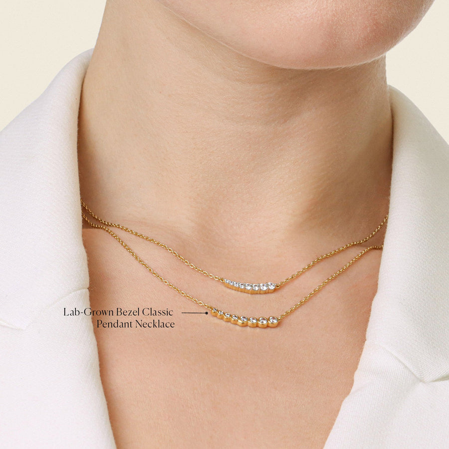 Lab-Grown Bezel Classic Pendant Necklace