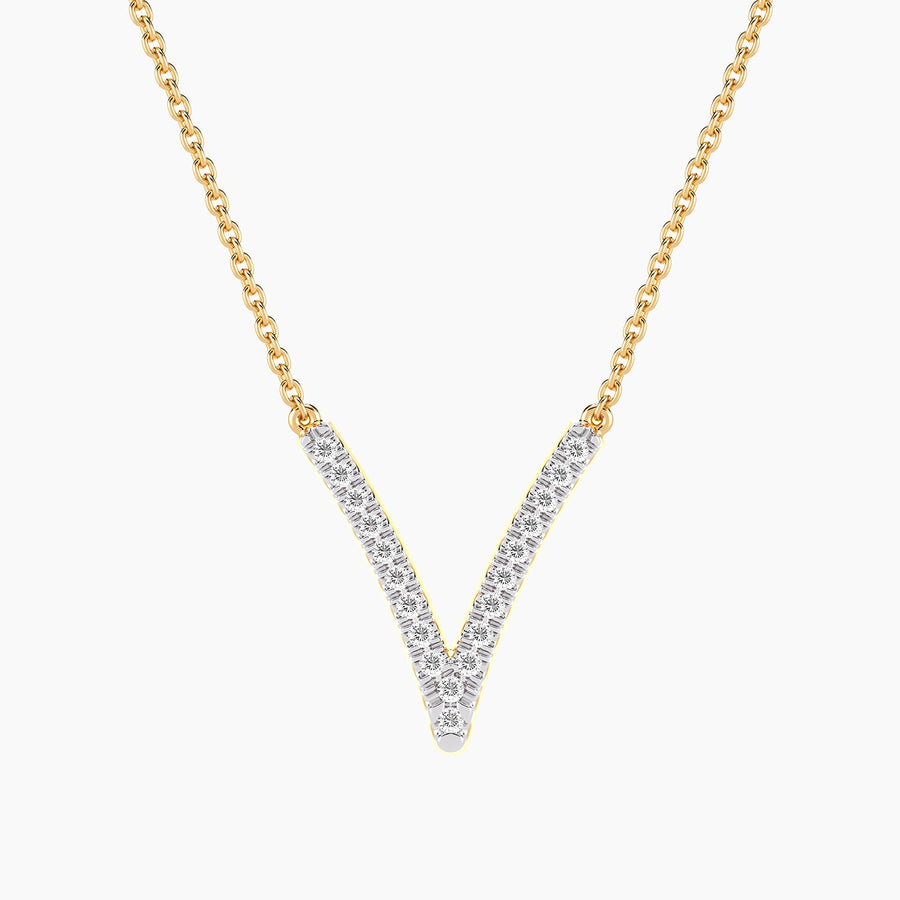 Lab-Grown Pave V Pendant Necklace